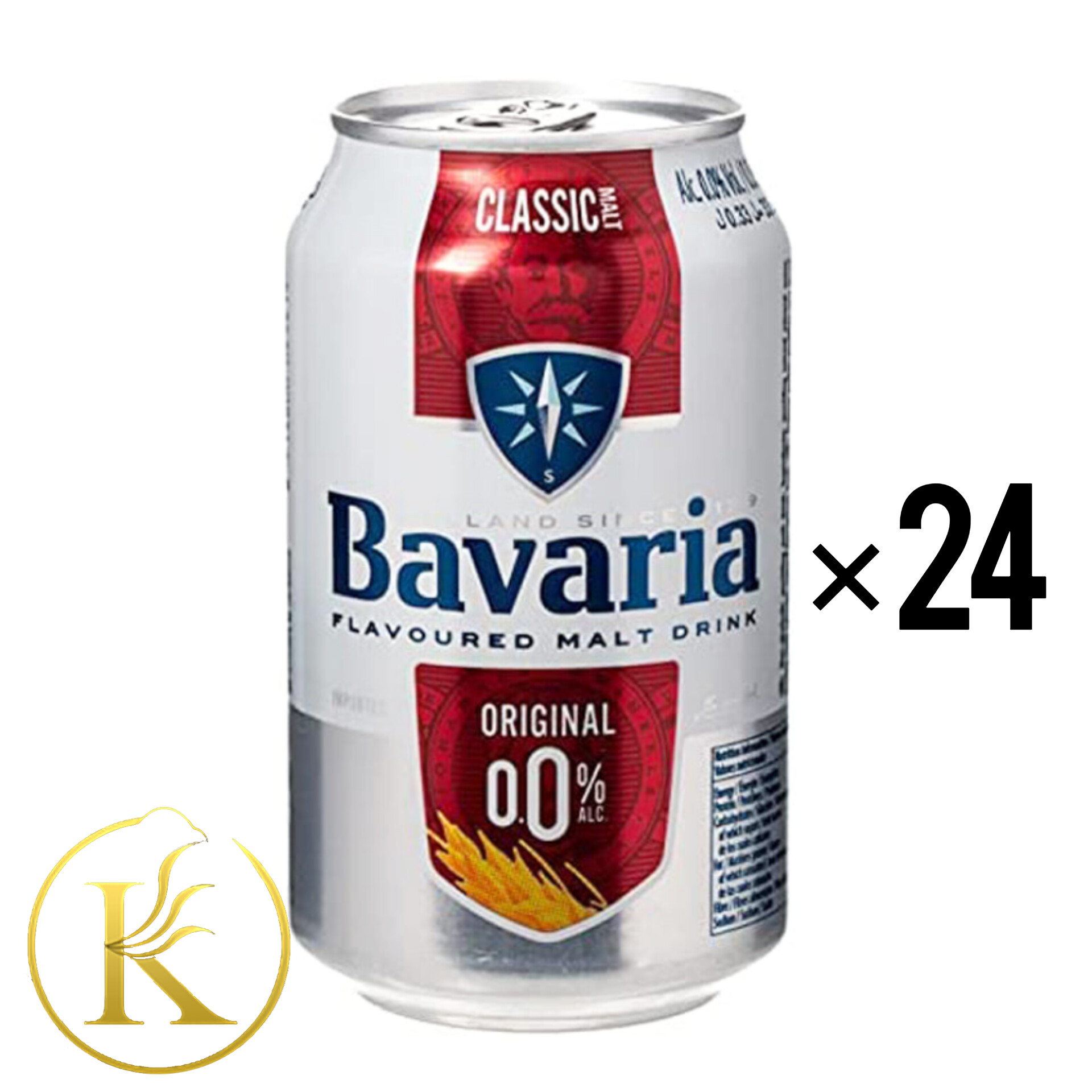 نوشیدنی آبجو بدون الکل باواریا طعم کلاسیک ۳۳۰ میل باکس ۲۴ عددی bavaria