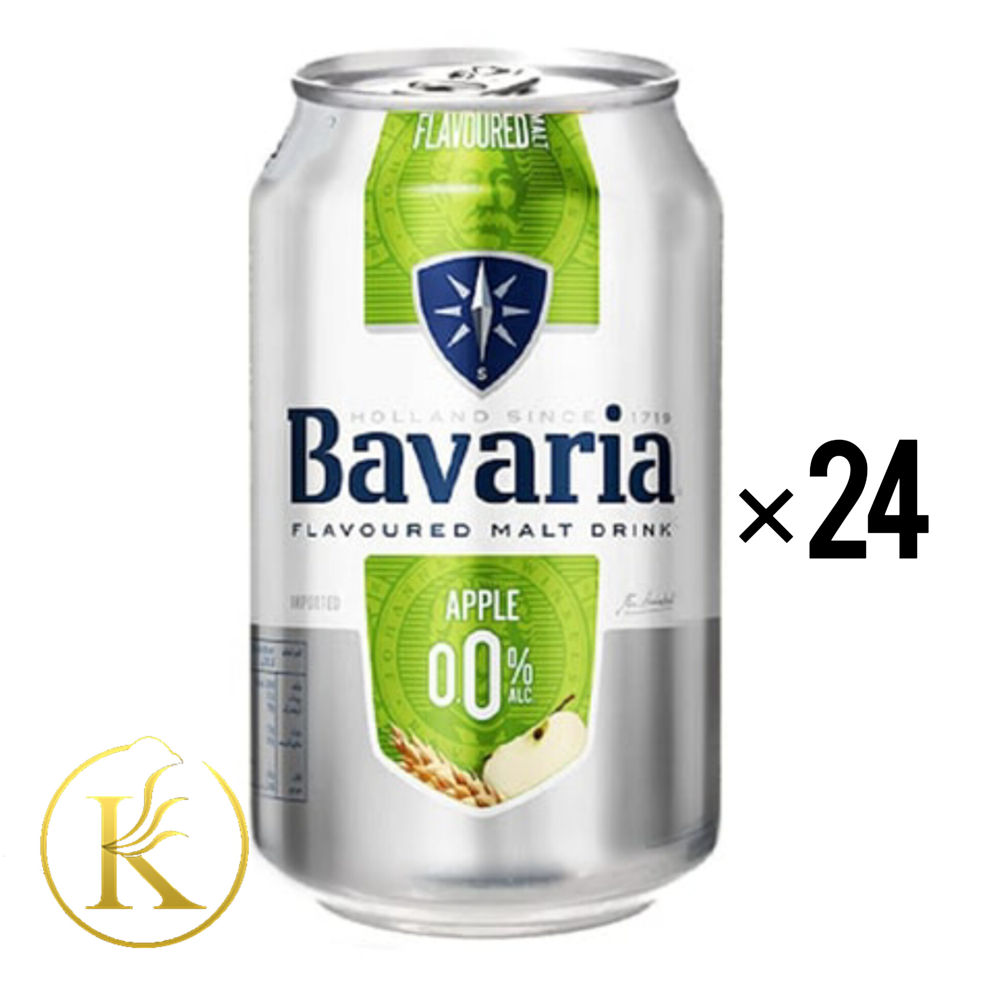 نوشیدنی آبجو بدون الکل باواریا طعم سیب ۳۳۰ میل باکس ۲۴ عددی bavaria