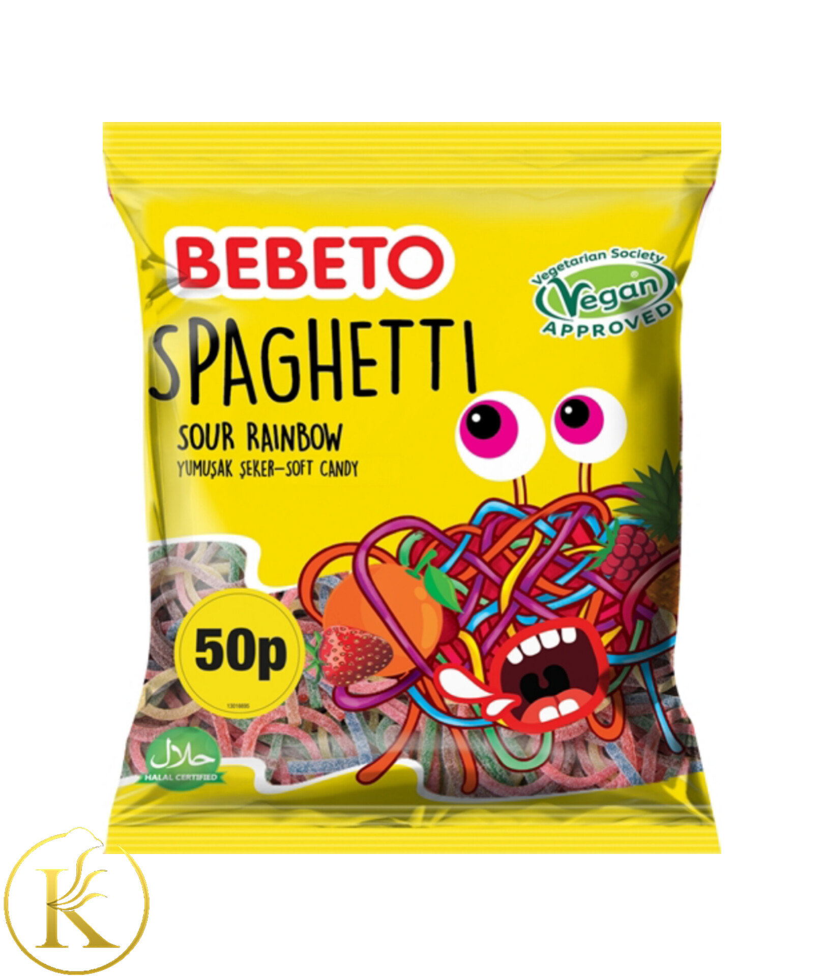 پاستیل ببتو اسپاگتی مخلوط میوه های ترش 80 گرمی bebeto