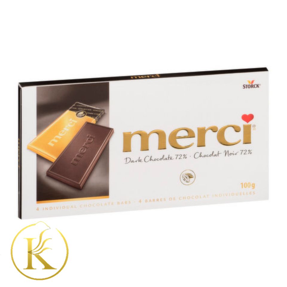 تابلت شکلات تلخ مرسی 72 درصد (100 گرم) merci