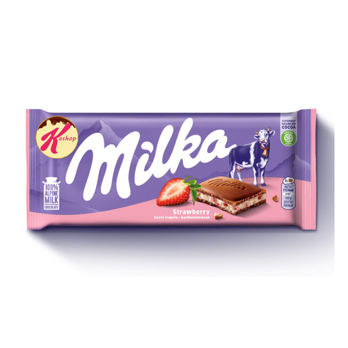 شکلات تابلت میلکا با مغز توت فرنگی (100 گرم) milka