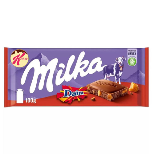 شکلات تابلت میلکا با مغز بادام کاراملی دایم (100 گرم)  daim milka