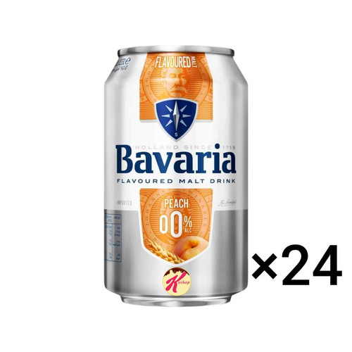 نوشیدنی آبجو بدون الکل باواریا طعم هلو ۳۳۰ میل باکس ۲۴ عددی bavaria