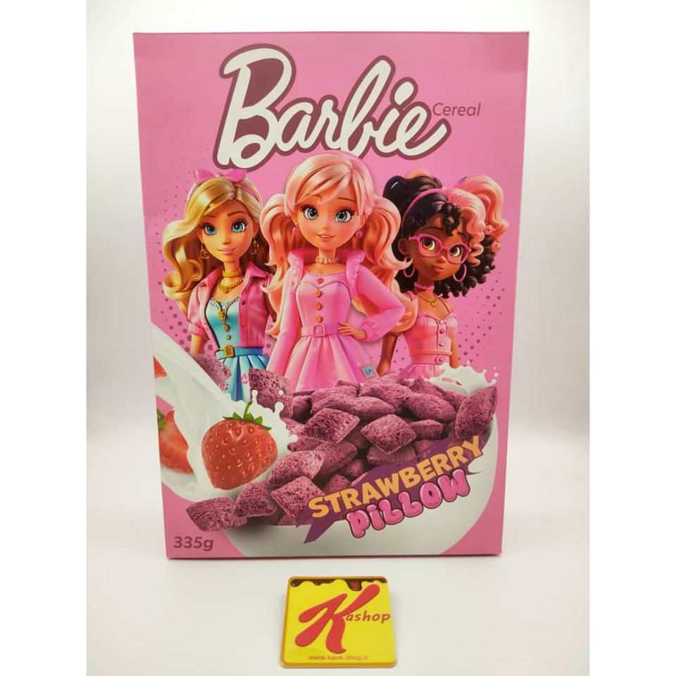 کورن فلکس بالشتی باربی با طعم توت فرنگی (۳۳۵ گرم) barbie